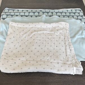 Aden + Anais Baby Swaddle Bundle Muslin Knit Waffle Blue White Gray Newborn Blan